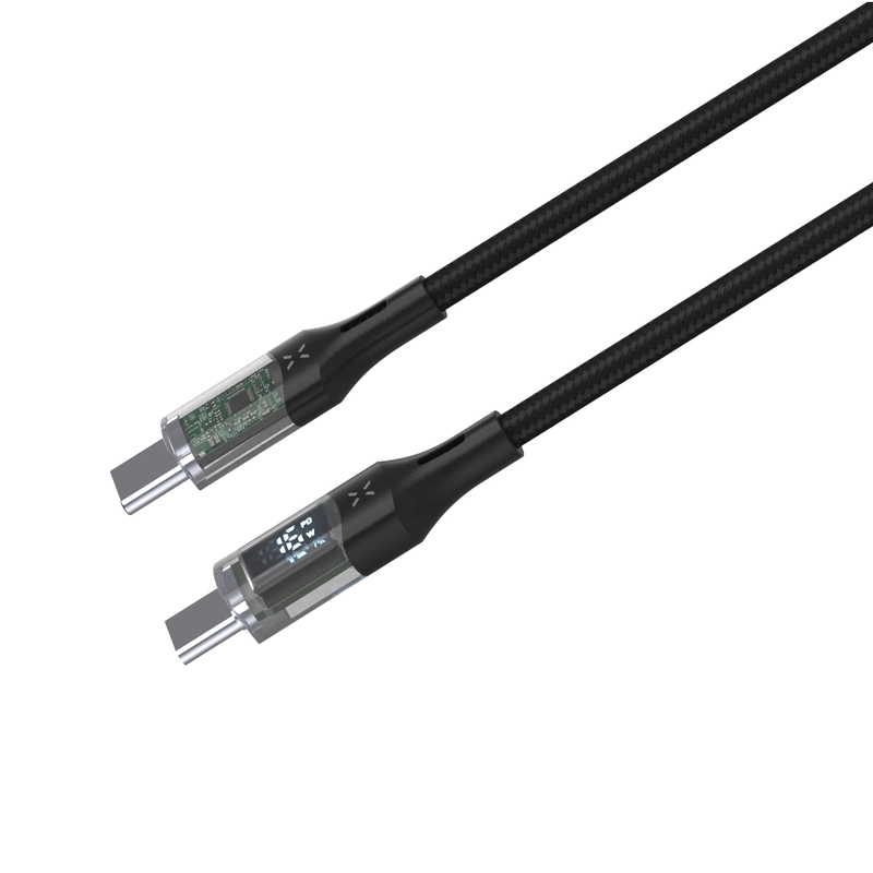 FIXED LED-latausnäyttö USB-C/C 100W kaapeli 1.2m Musta - 8016481
