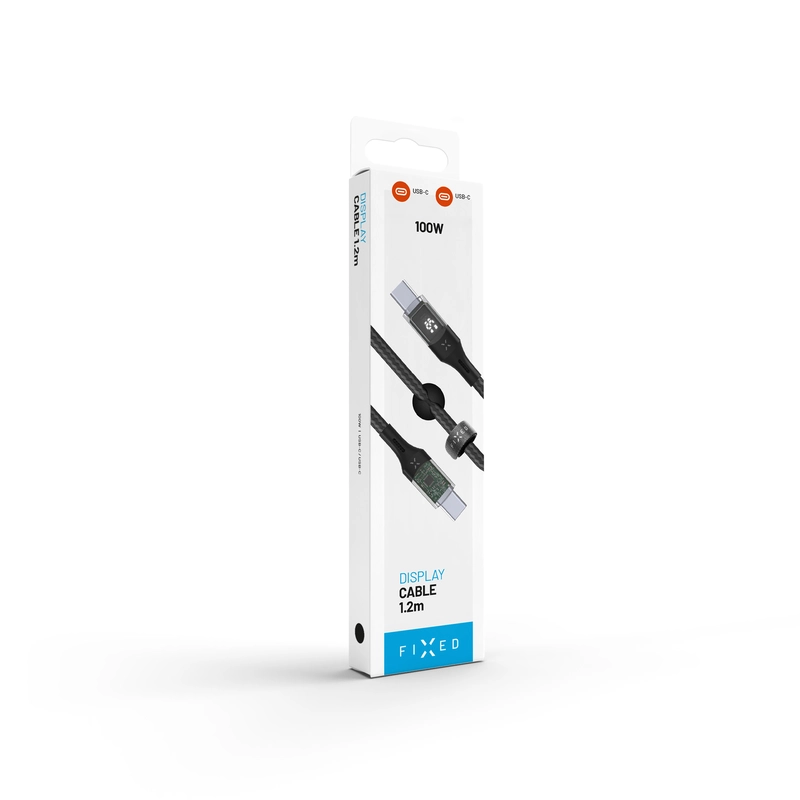 FIXED LED-latausnäyttö USB-C/C 100W kaapeli 1.2m Musta - 8016481