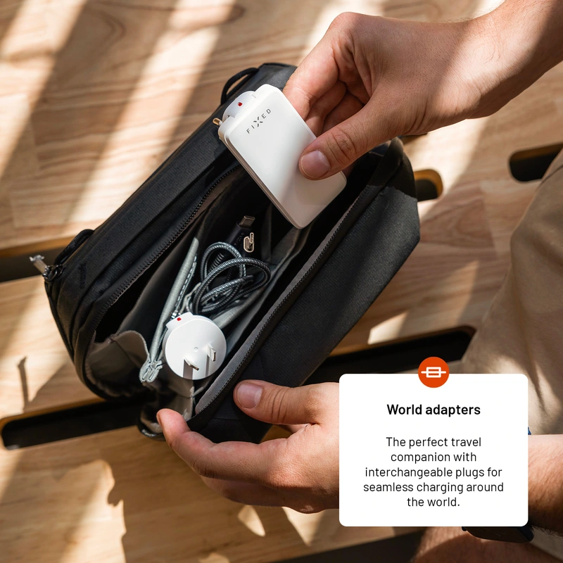 FIXED Ohut matkalaturi 2x USB-C 45W EU/UK/USA/AUS Valkoinen - 8016583