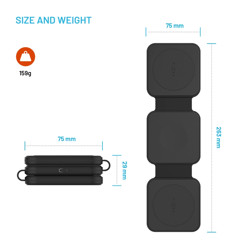 FIXED Flex Samsung 3in1 taitettava langaton laturi Musta - 8016793