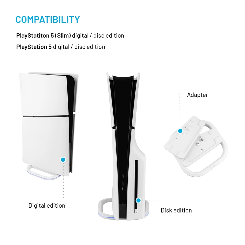 FIXED LED-monivalojalusta PS5/PS5 Slim Valkoinen - 8017008