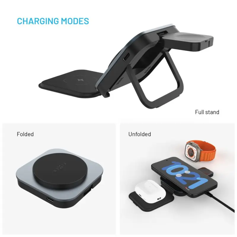 FIXED MagFlex Alu 3in1 taitettava langaton laturi teline - 8017373