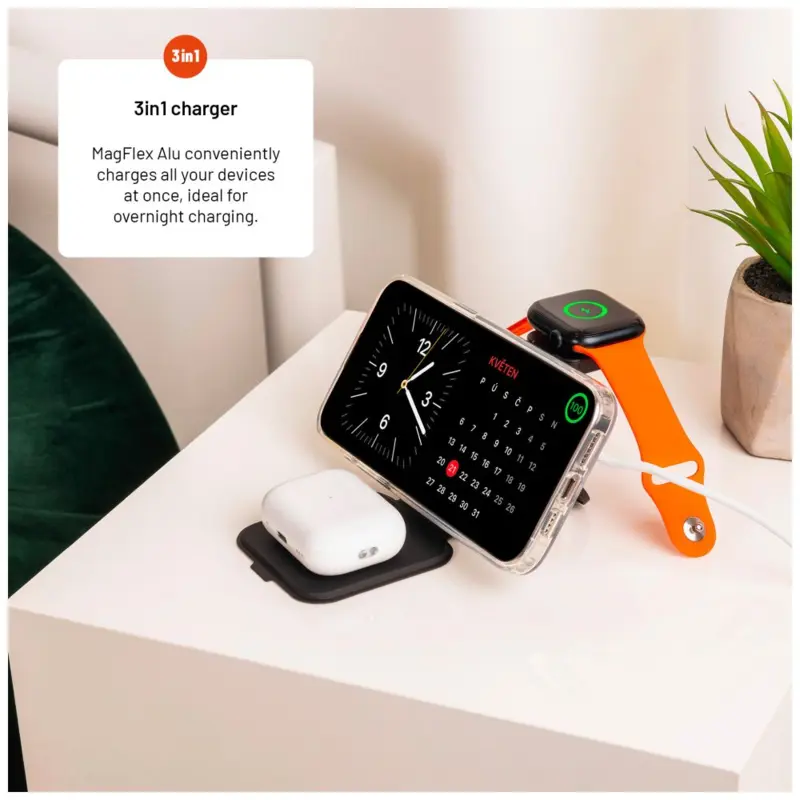 FIXED MagFlex Alu 3in1 taitettava langaton laturi teline - 8017373