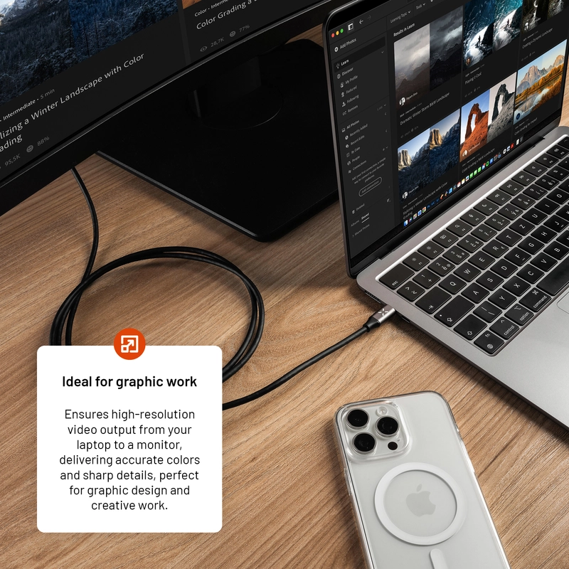 FIXED USB-C / HDMI 4K/60Hz USB 3.1 Gen2 kaapeli 2m Musta - 8017462