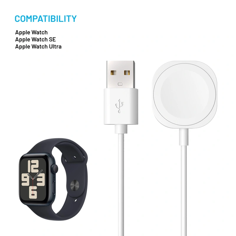 FIXED USB-A-latauskaapeli Apple Watch kellolle Valkoinen - 8017553