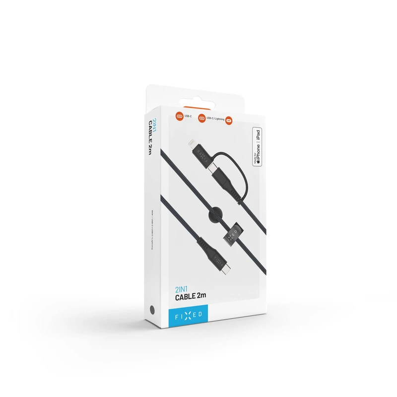 FIXED 2in1 Combo 60W USB-C/Lightning kaapeli 2m Musta - 8017608