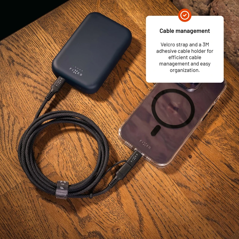 FIXED 2in1 Combo 60W USB-C/Lightning kaapeli 1.2m Musta - 8017693