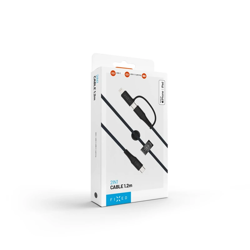 FIXED 2in1 Combo 60W USB-C/Lightning kaapeli 1.2m Musta - 8017693