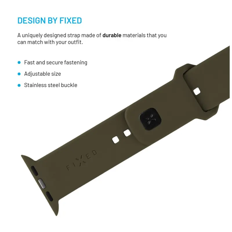 FIXED Sporttinen silikoniranneke Apple Watch 42/44/45/46mm Oliivi - 8017696