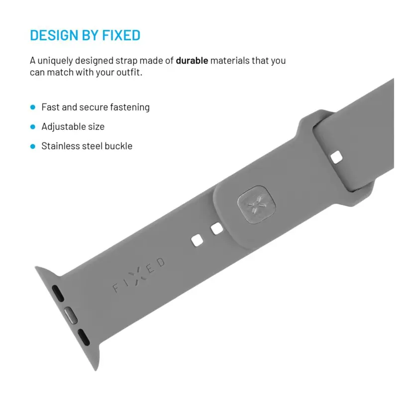 FIXED Sporttinen silikoniranneke Apple Watch 42/44/45/46mm Vaalenaharmaa - 8017700