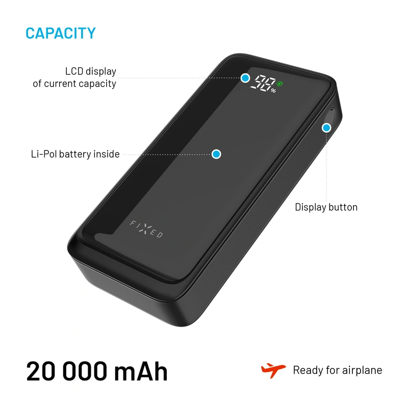 FIXED Zen2 20 USB-C PD 20W Varavirtalähde 20000mAh Musta - 8017797