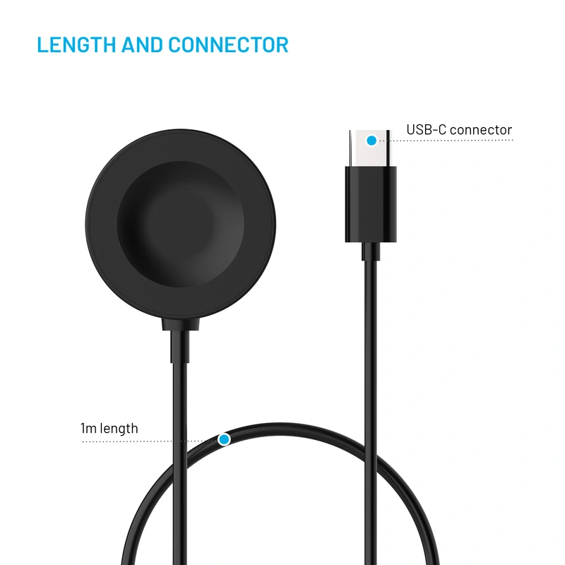 FIXED USB-C-latauskaapeli Huawei Watch GT-sarjalle Musta - 8017992