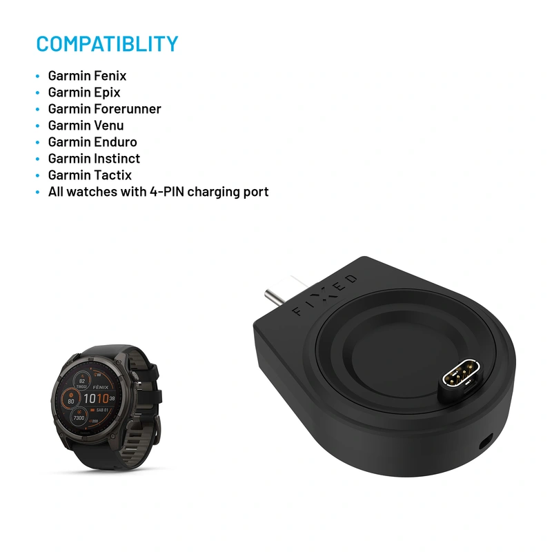 FIXED Langaton Garmin Watch USB-C-laturi Musta - 8018108