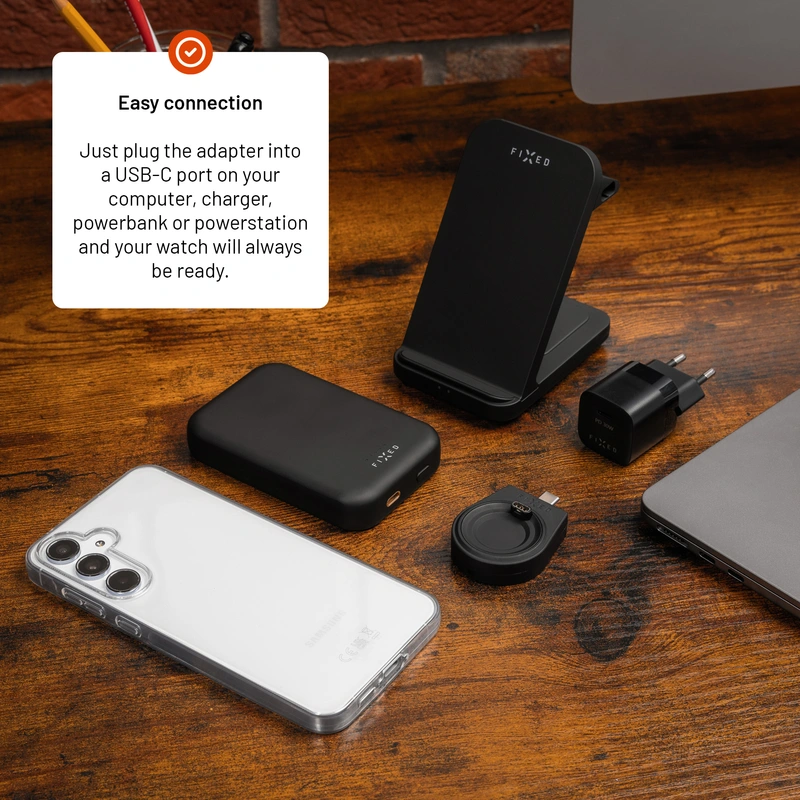 FIXED Langaton Garmin Watch USB-C-laturi Musta - 8018108