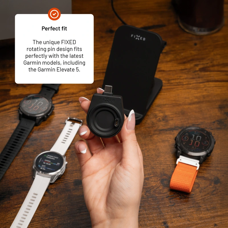 FIXED Langaton Garmin Watch USB-C-laturi Musta - 8018108