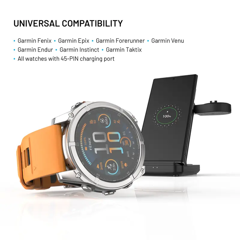 FIXED 3in1 Langaton Latausasema sunniteltu Garmin kellolle Musta - 8018109