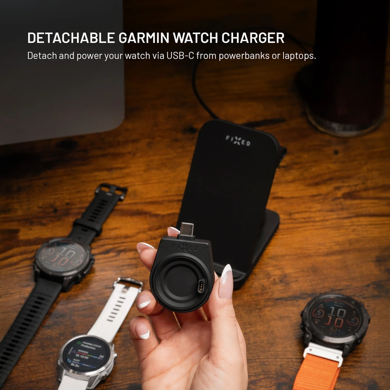 FIXED 3in1 Langaton Latausasema sunniteltu Garmin kellolle Musta - 8018109