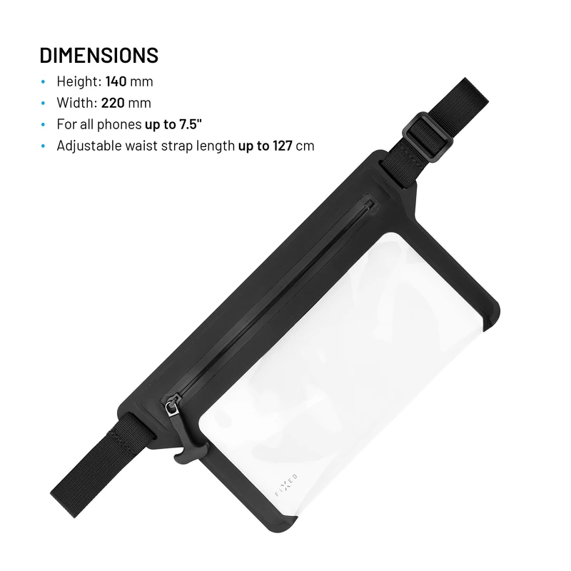 FIXED DRY BELT vedenpitävä älypuhelimen vyölaukku Musta - 8018137