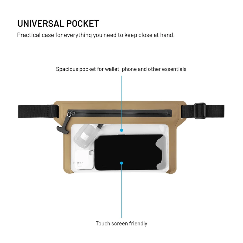 FIXED DRY BELT vedenpitävä älypuhelimen vyölaukku Khaki - 8018138