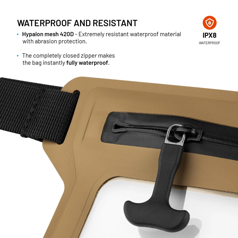 FIXED DRY BELT vedenpitävä älypuhelimen vyölaukku Khaki - 8018138