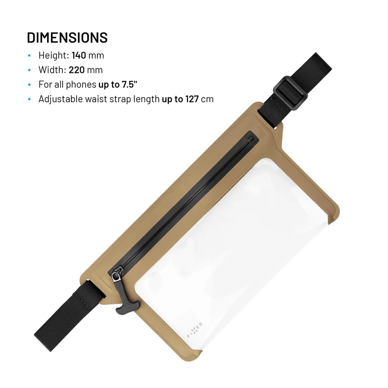 FIXED DRY BELT vedenpitävä älypuhelimen vyölaukku Khaki - 8018138