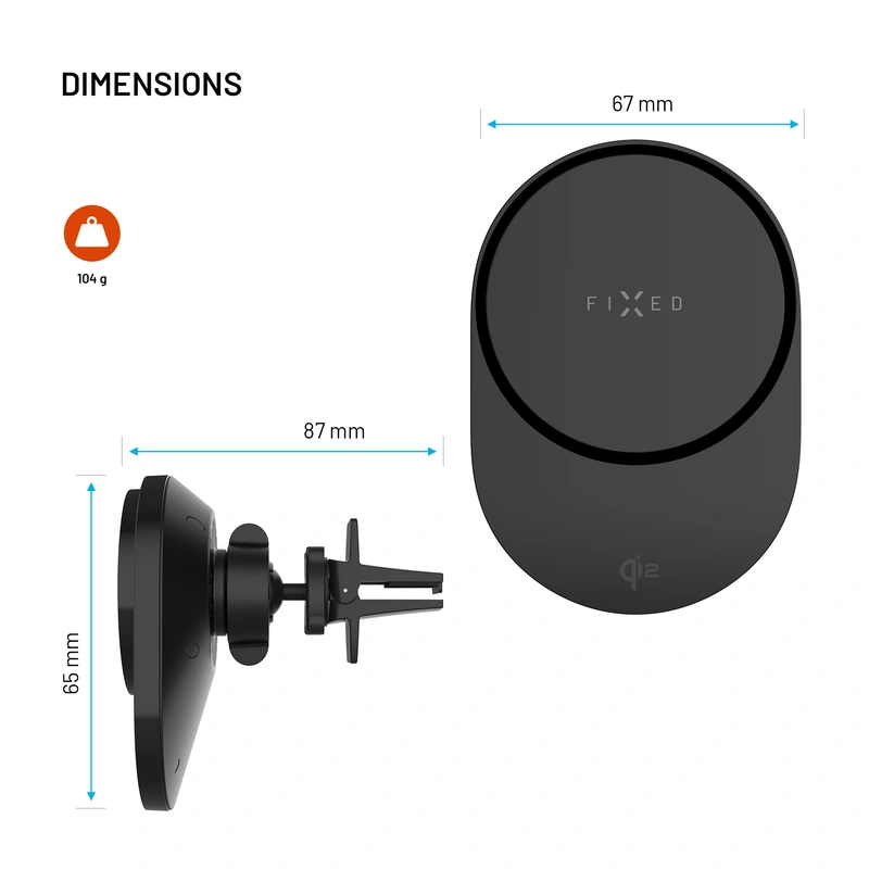 FIXED MagAir QI2.0 Airvent Car Mount Musta - 8018154