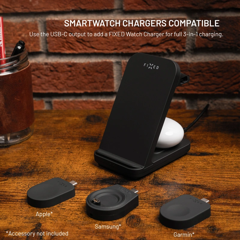 FIXED 2in1 Universaali Langaton Latausasema Musta - 8018207