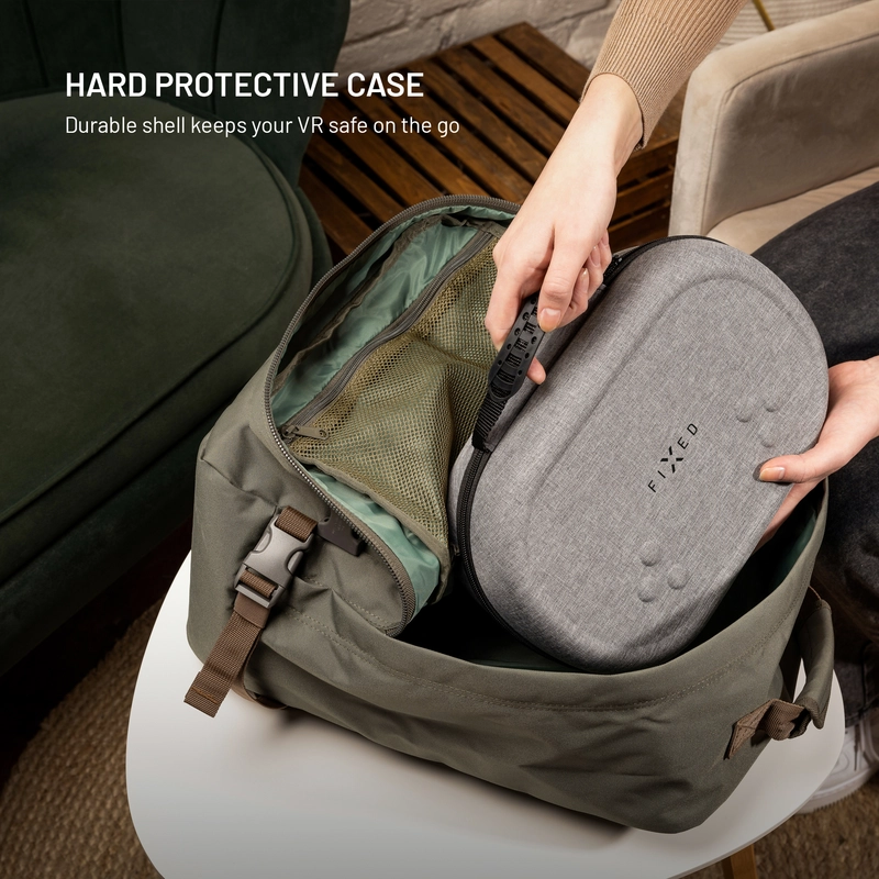 FIXED VR PROTECT Suojakotelo Meta Quest 3/3S:lle Vaaleanharmaa - 8018210