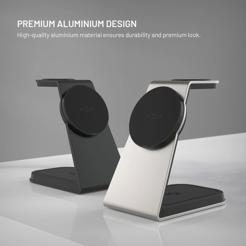 FIXED 3in1 Mag ALU Qi2 Langaton MagSafe Latausasema Musta - 8018212