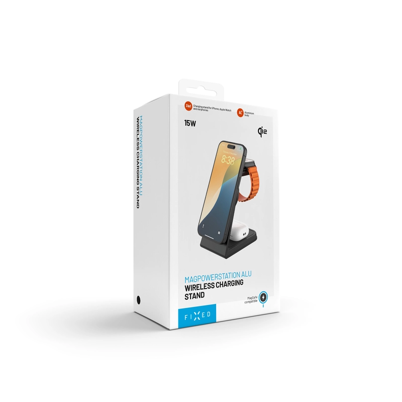 FIXED 3in1 Mag ALU Qi2 Langaton MagSafe Latausasema Musta - 8018212