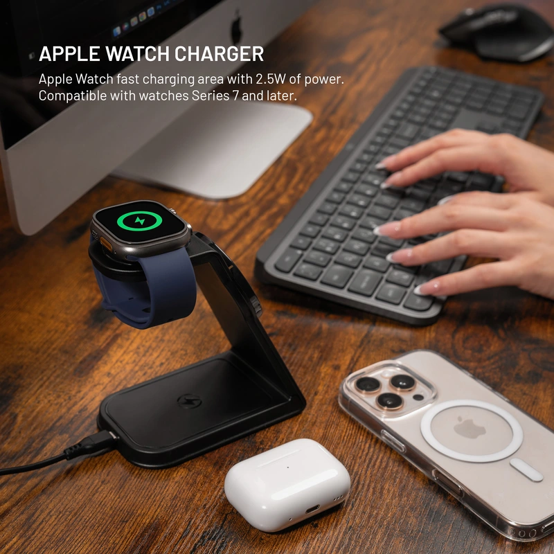 FIXED 3in1 Mag ALU Qi2 Langaton MagSafe Latausasema Musta - 8018212