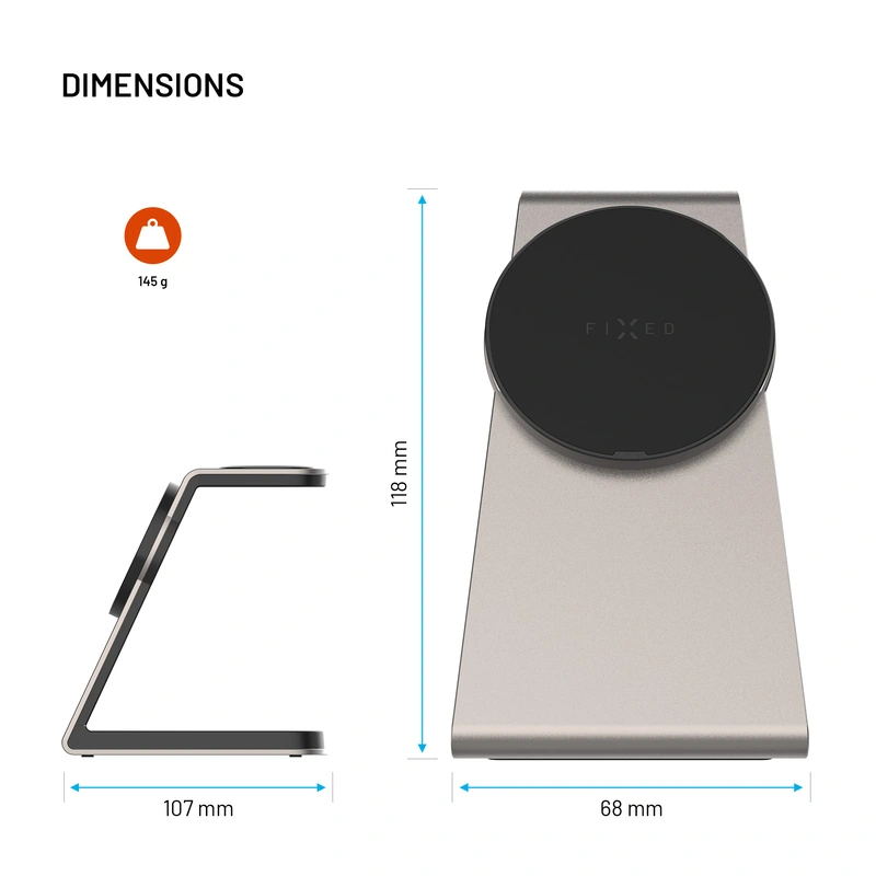 FIXED 3in1 Mag ALU Qi2 Langaton MagSafe Latausasema Titanium - 8018213