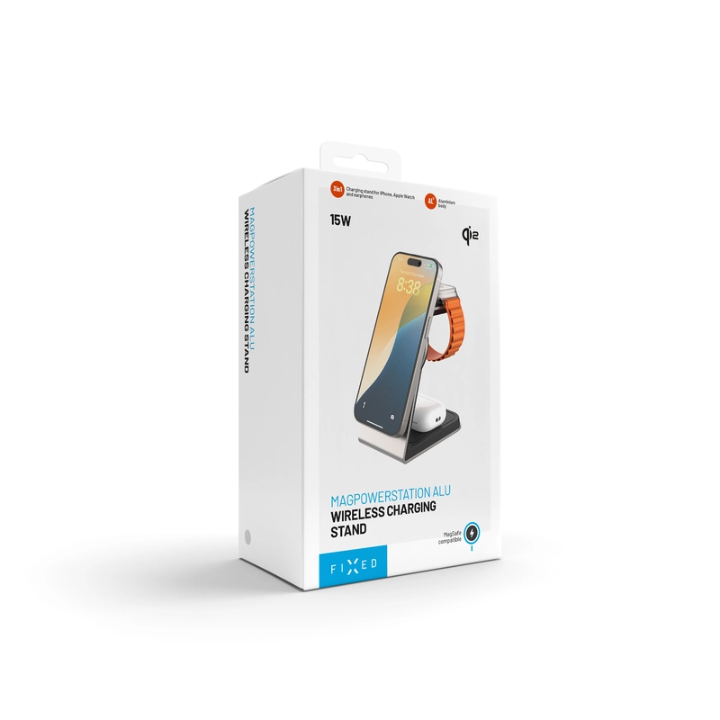 FIXED 3in1 Mag ALU Qi2 Langaton MagSafe Latausasema Titanium - 8018213