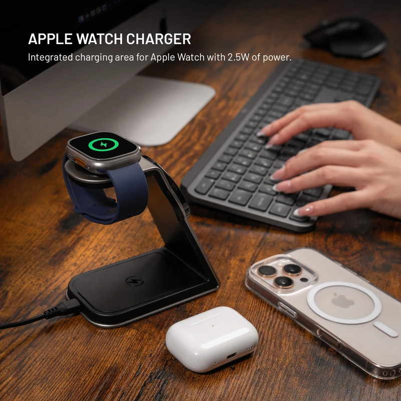 FIXED 3in1 Mag ALU Qi2 Langaton MagSafe Latausasema Titanium - 8018213