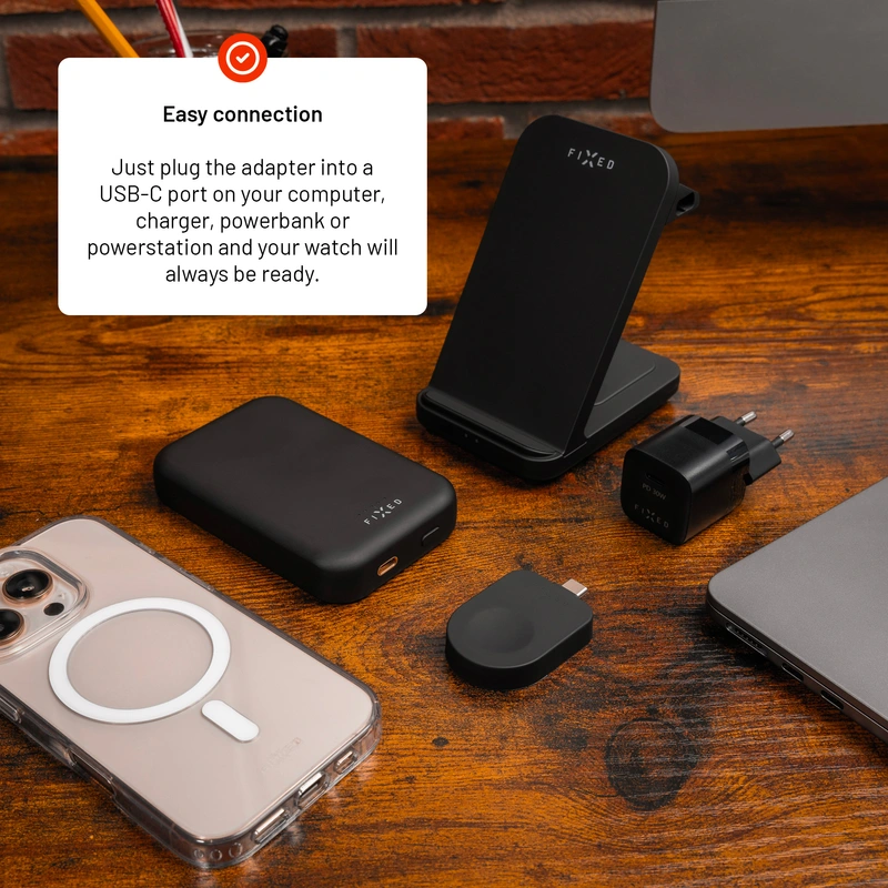 FIXED Langaton Apple Watch USB-C-laturi Musta - 8018214