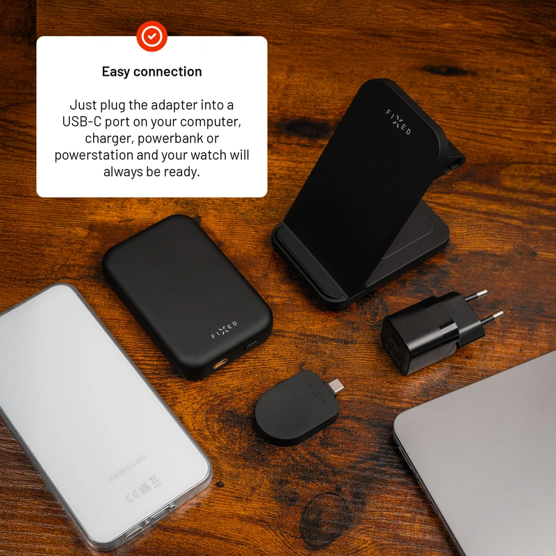 FIXED Langaton Samsung Watch USB-C-laturi Musta - 8018215