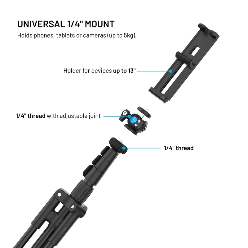 FIXED Creator Tripod erikois pitkä kolmijalka jopa 190cm asti Musta - 8018227