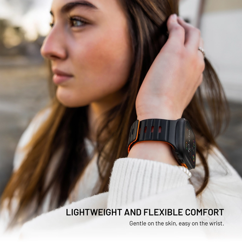 FIXED Mag Silikoniranneke Apple Watch 42/44/45/46/49mm Musta - 8018298