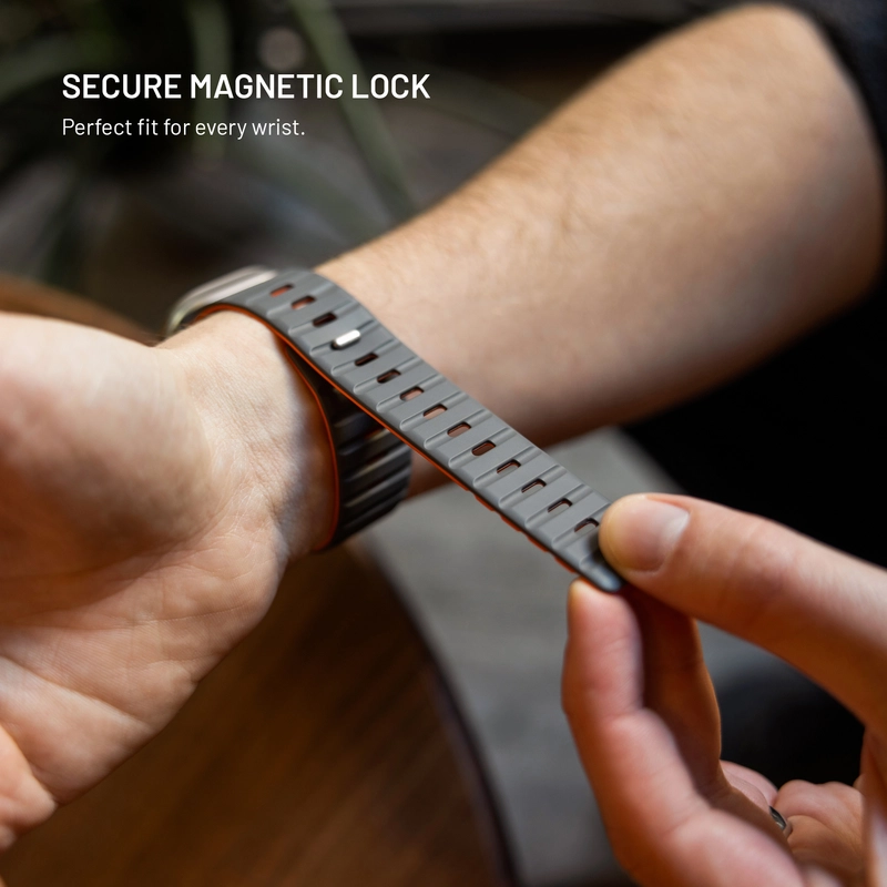 FIXED Mag Silikoniranneke Apple Watch 42/44/45/46/49mm vaaleanharmaa - 8018299