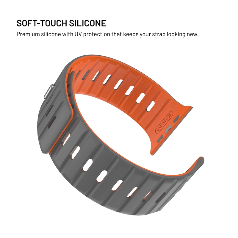 FIXED Mag Silikoniranneke Apple Watch 42/44/45/46/49mm vaaleanharmaa - 8018299