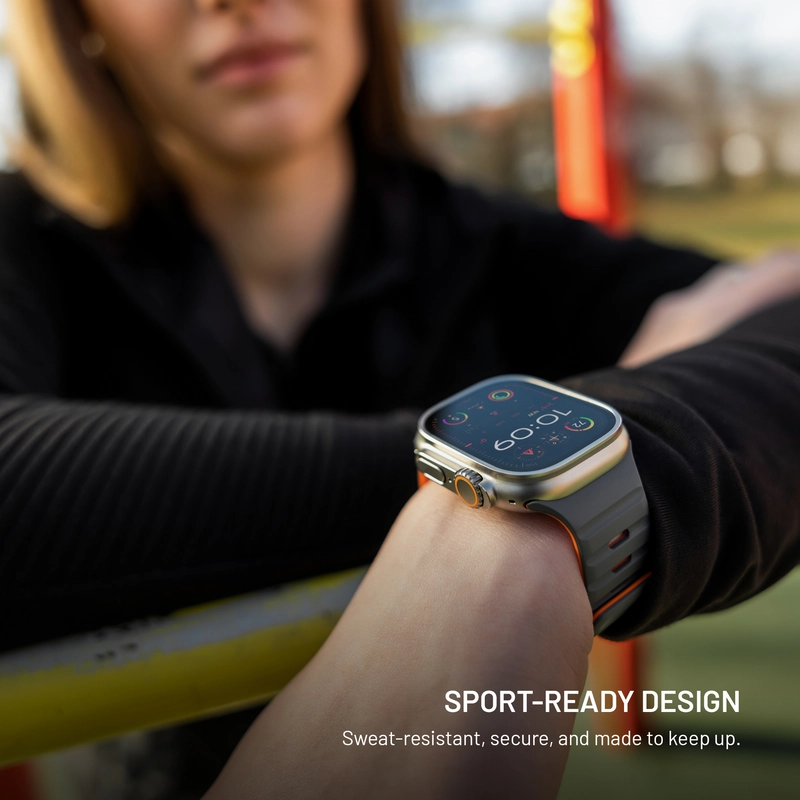 FIXED Mag Silikoniranneke Apple Watch 42/44/45/46/49mm vaaleanharmaa - 8018299