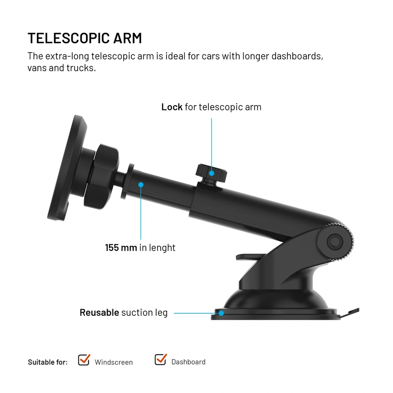 FIXED MagRound2 XL 15W Puhelinteline tuulilasiin/kojelautaan - 8018353