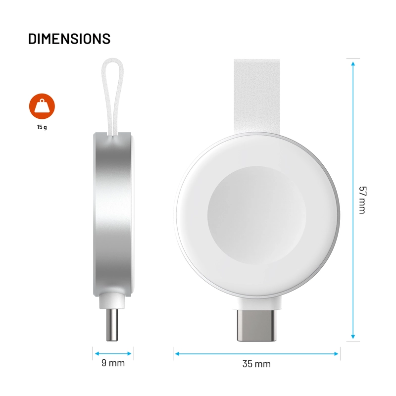 FIXED Langaton Apple Watch USB-C-laturi Valkoinen - 8018355