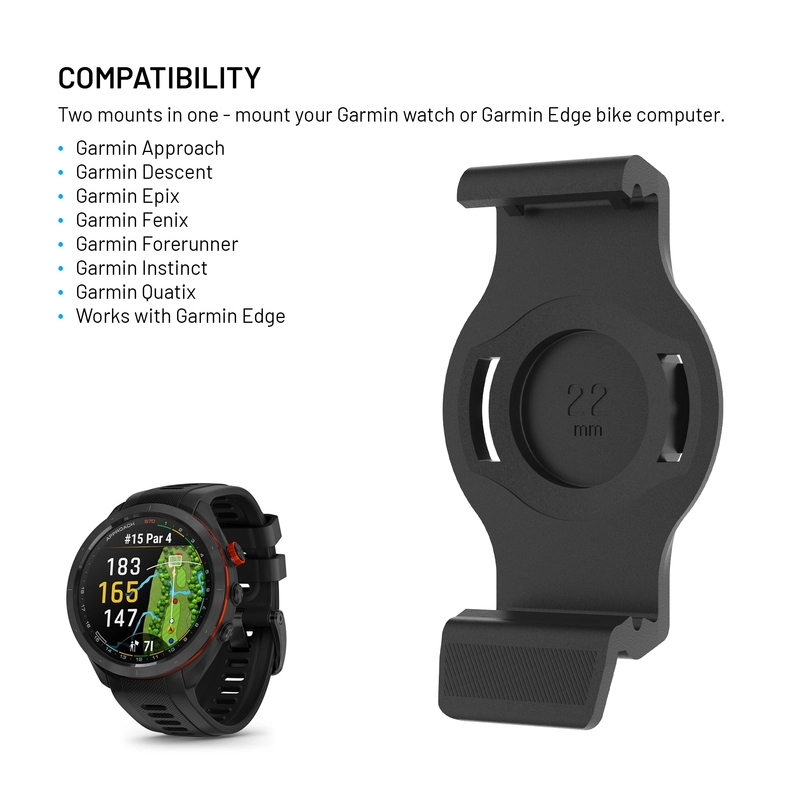 FIXED Ohjaustankokiinnike Garmin älykelloille 22mm Musta - 8018427