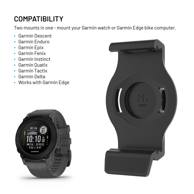 FIXED Ohjaustankokiinnike Garmin älykelloille 26mm Musta - 8018428