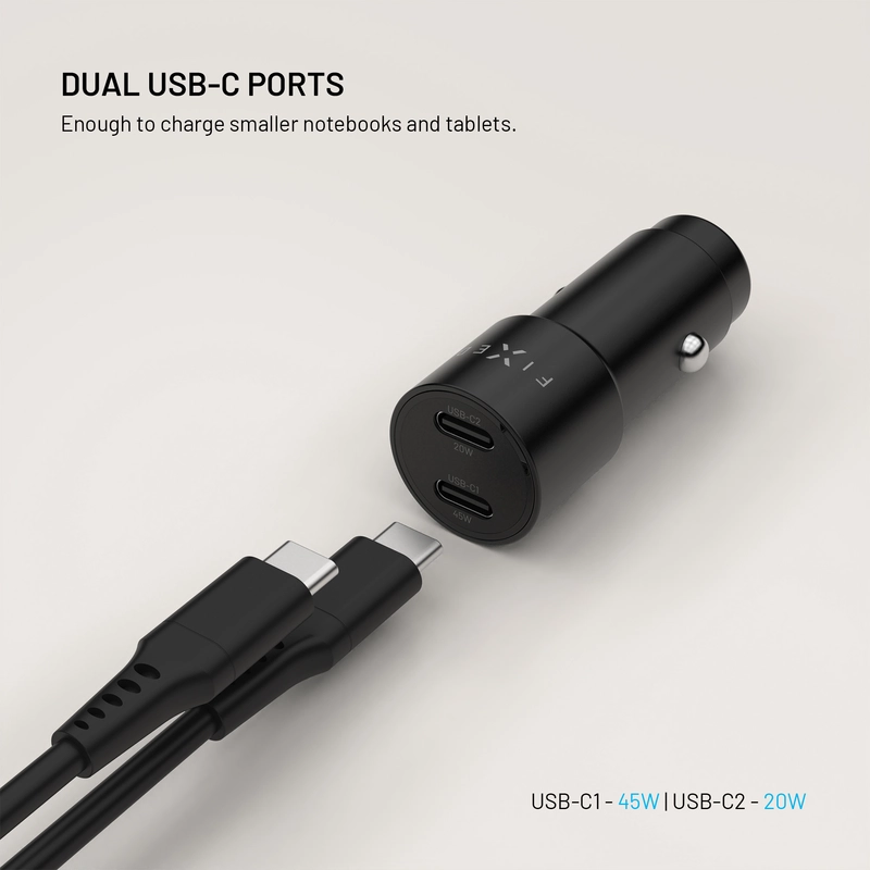 FIXED Super Fast 65W 2x USB-C autolaturi Musta - 8018550