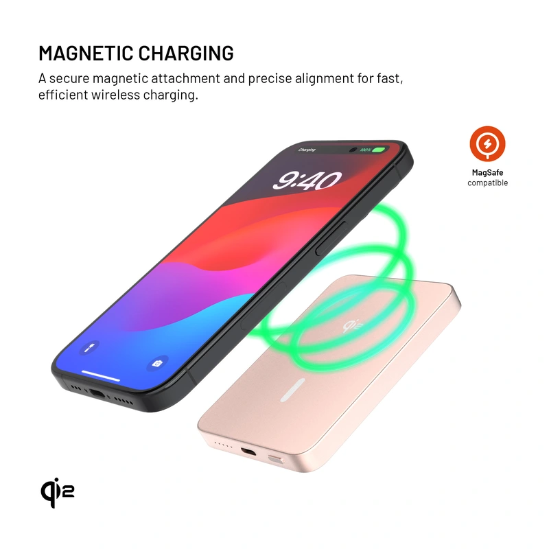 FIXED MagZen 5 Crystal Qi2 standardi 5000 mAh vaaleanpunainen - 8018605
