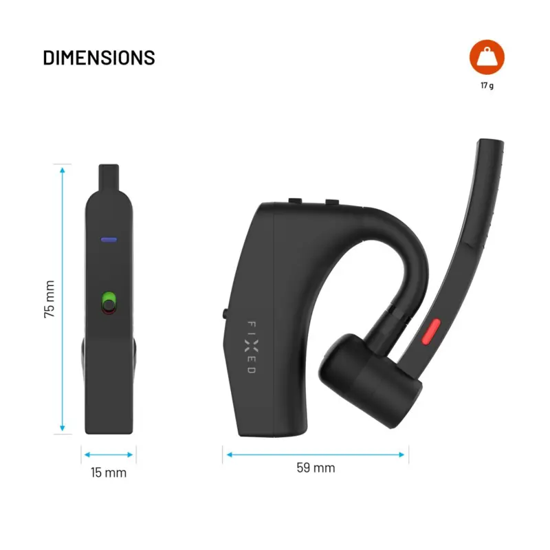 FIXED Talk Pro Langaton Open-Ear Mono Headset ENC:llä Musta - 8018658