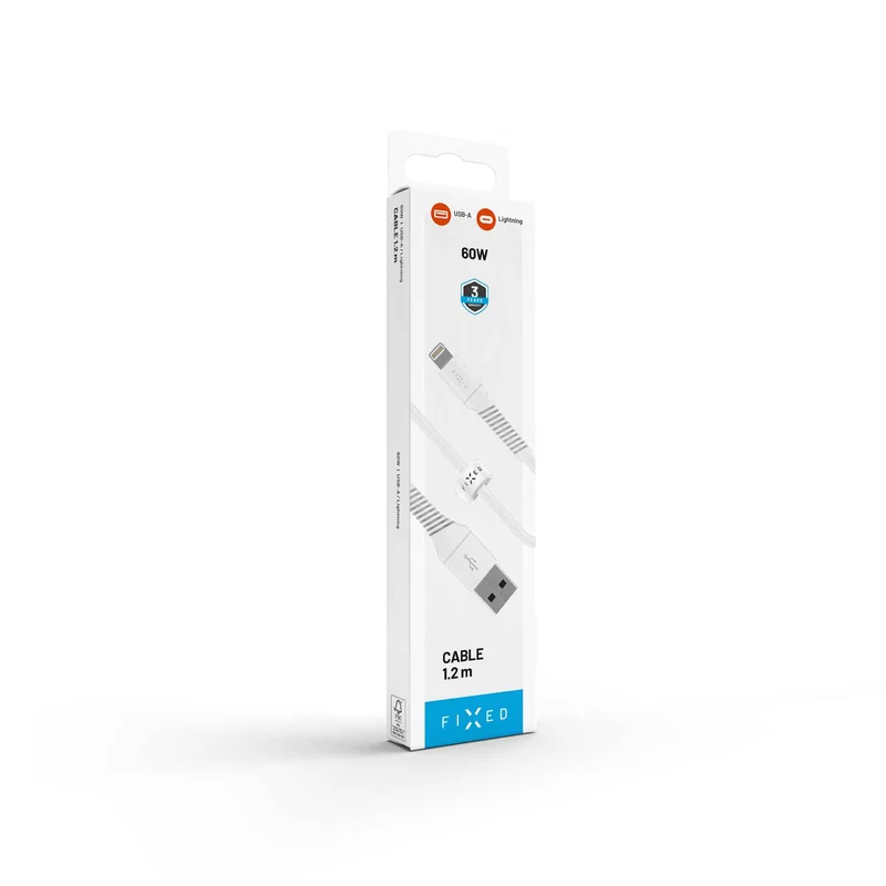 FIXED LIQUID Silikonikaapeli USB-A/Lightning 1.2m Valk. - 8018922