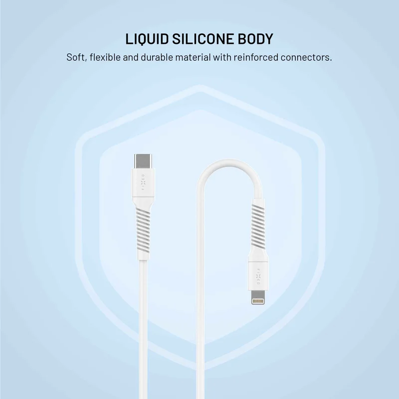 FIXED LIQUID Silikonikaapeli USB-C/Lightning 1.2m Valk. - 8018923